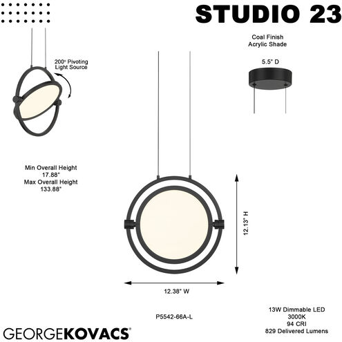 Studio 23 LED 12.38 inch Coal Pendant Ceiling Light